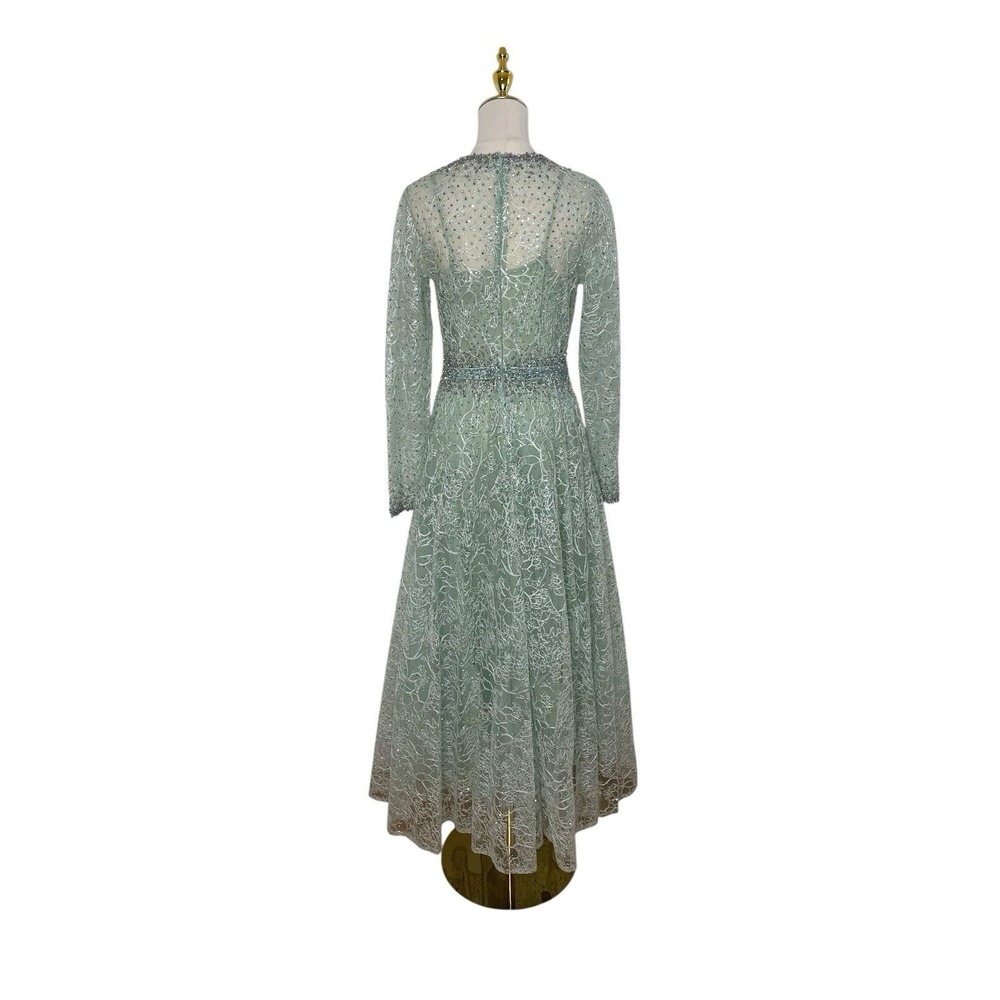 Mac Duggal 20366‎ Sage Wrap Bodice A-Line Tea Length Dress Size 6 $798 - Picture 7 of 8